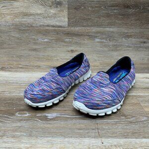 Skechers Memory Foam Blue Multi Color Slip On Women's Size 8.5